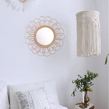 Image of 40cm Handwoven Bamboo Mirror Nordic Decor