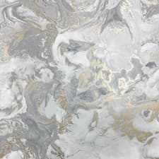 Image of Luxury Liquid Marble Swirls Metallic Wallpaper Grey/Gold Stone Effect Wall Decor
