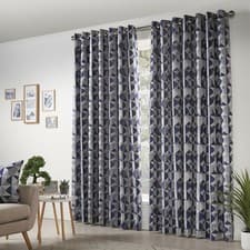 Image of Pair of Curtains Navy Blue & Grey 90 x 108 inch Skandi RRP £99 2NDS RETURNS 531