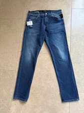 Image of REPLAY - Mens New Designer Mickym Hyperflex Blue Denim Jeans Size 33 RRP £150