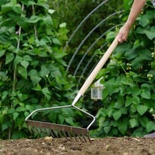 Image of Kent & Stowe Stainless Steel Long Handled Soil Rake with 14 Rigid Tines, 158cm