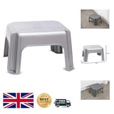 Image of Addis Slip Resistant Step Stool in Stunning Metallic Silver - 9.45 Inches High