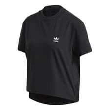 Image of adidas Originals Women's T-Shirt SS Black Logo Crop Top - New