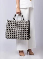 Image of Tory Burch Ella Circular Knit Tote Black
