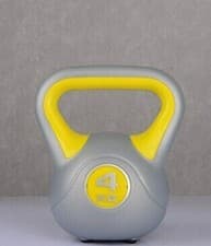 Image of DKN Unisex Adult 4kg Vinyl Kettlebell - Grey/Yellow, 4kg