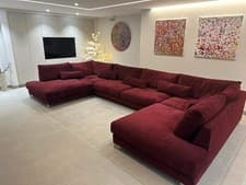 Image of Luxury Large U-Shape Corner Sofa Plush Velvet Deep Seats & Cushions Free Deliver