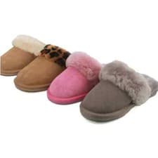 Image of LADIES SHEEPSKIN SLIPPERS MULES 100% GENUINE SHEEPSKIN 4 COLOURS