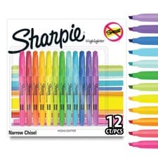 Image of Pocket Highlighters Chisel Tip Assorted Fluorescent Ink Colours 12 Highlighter