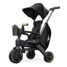 Image of DOONA Liki Baby Trike S5 - Nitro Black Foldable Toddler Tricycle - Parent handle
