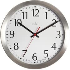 Image of Acctim Javik Wall Clock Quartz Spun Metal Easy Read Numbers Aluminium 25cm