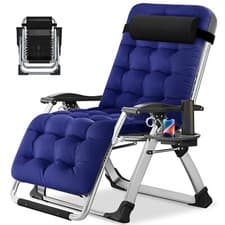 Image of Folding Chair Recliner Chair for Bedroom and Living Room with Removable Cushion