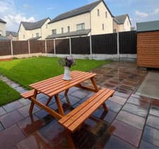 Image of 6 Seater Wooden Picnic Table and Bench Set with Parasol Hole for Garden Patio