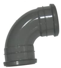 Image of FLOPLAST 110mm Ring Seal Soil 92.5 Degree Double Socket Bend - Grey - 2 PACK