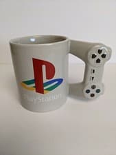 Image of Playstation Controller Handle Mug Coffee Cup Grey PS1 PS2 PS3 PS4 PS5 Dual Shock