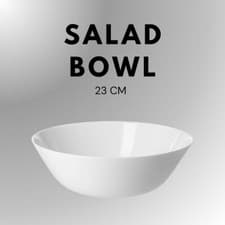 Image of White Serving Salad Bowl Dinnerware Food Desert Pasta Deep Bowl 23cm
