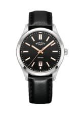 Image of Rotary Contemporary Oxford Black Leather Watch GS05520/04 RRP £149.00