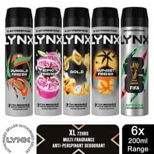 Image of Lynx XL Anti-Perspirant 72-Hour Sweat Protection Deodorant 200ml, 6 Pack