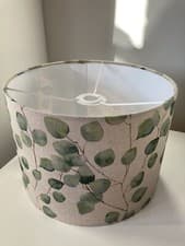 Image of Lampshade Linen Eucalyptus Watercolour Leaves Green Leaf Money Tree Drum Handmad