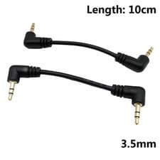 Image of 3.5mm AUX Cable Right Angle Male to Male Stereo Audio Lead 10cm 15cm Gold UK