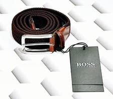 Image of Hugo Boss Clorio Woven Stretch Adjustable Belt Made In Italy Size 36 BNWT Claret