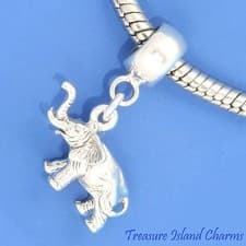 Image of Elephant 925 Solid Sterling Silver European Dangle Bead Charm Euro