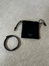 Image of Armani Exchange Leather Bracelet-Blue - New