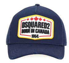 Image of Dsquared2 Navy Canvas Baseball Cap Born in Canada Retro Logo Cap, One Size
