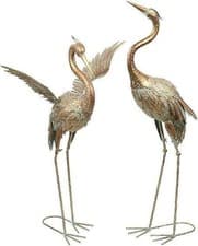 Image of TERESA'S COLLECTIONS Large Garden Ornaments Outdoor, 2pcs Lifelike Metal Crane