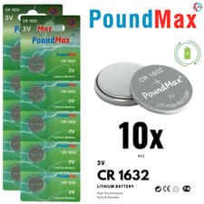 Image of 10X 1632 CR1632 DL1632 KL1632 BR1632 L1632 PoundMax LITHIUM BUTTON CELL BATTERY
