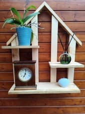 Image of Rustic Wooden Shelves Handmade Shelving Display Shelf Wall Mount3 Tier hanging