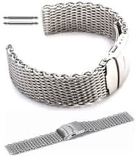 Image of Stainless Steel Shark Mesh Bracelet Watch Band Strap Double Locking Clasp #5030