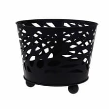 Image of Black Fire Bowl - Medium 40cm Outdoor Firepit for Garden and Patio - Fire Basket