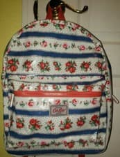 Image of CATH KIDSTON LONDON Cath Kids Pocket Backpack Roses and Blue Stripes Full Size