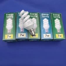 Image of 5 x Crompton 7w = 35w SBC B15 Compact Fluorescent Mini Spiral Bulb Warm White