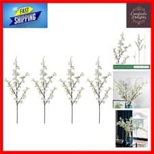 Image of Elegant Artificial Cherry Blossom Branches Silk Flowers 43in (4 Pcs) White
