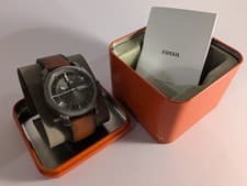 Image of Fossil Men's Watch FS5901 with Quartz Movement and Brown Leather Strap