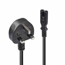 Image of Lindy 2m UK 3 Pin Plug To IEC C7 Mains Power Cable Black