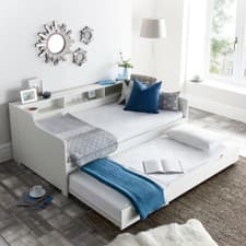 Image of Wood Guest Bed & Trundle Tyler White or Grey 3ft Single with 4 Mattress Options