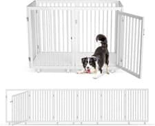 Image of SLSY 75cm H Pet Gate Dog Playpen 6 Panel Puppy Playpen W 8 Wheels&Lockable Door