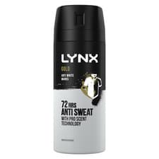 Image of LYNX GOLD ANTI MARKS 72HRS ANTI SWEAT PERSPIRANT DEODORANT SPRAY 150ML