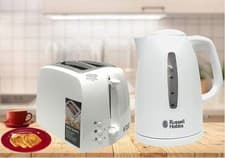 Image of Russell Hobbs Kettle and 2 Slice Toaster set Textures WHITE 21270 21640