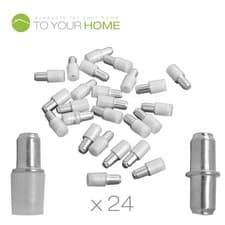 Image of Pack of 24 5mm Shelf Supports, Steel Plug in Pegs with Plastic Covers for Glass