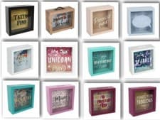 Image of Glass Money Box Savings Coin Panel Frame various Prosecco holiday GREAT GIFT