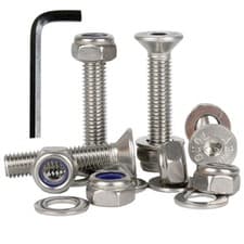 Image of M2 M2.5 M3 M4 Socket Countersunk Screws Nylocs Washers A2 Stainless Steel + Key