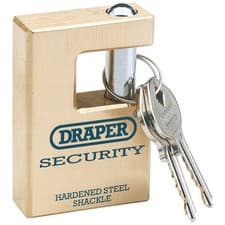 Image of Draper 64201 Expert 63mm Quality Close Shackle Solid Brass Padlock and 2 Keys