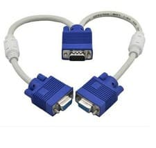 Image of 1 PC to 2 Way VGA SVGA Monitor Y Splitter Cable Lead 15Pin Male Female TFT LCD