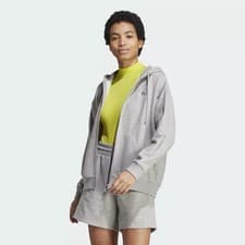 Image of Adidas All SZN French Terry Oversized Full-Zip Women’s Hoodie Grey Size L IC6480