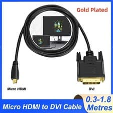 Image of Micro HDMI to DVI Cable PC to Monitor DVI PC Laptop to TV Adapter Converter Lead