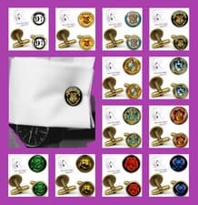 Image of Harry Potter Hogwarts Crests Wedding Party Dress Shirt Cufflinks Free Gift Bag