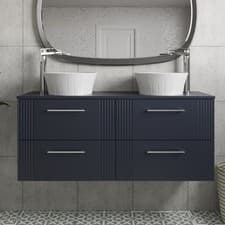 Image of Nuie Deco Wall Hung 4-Drawer Vanity Unit & Worktop 1200mm - Satin Anthracite